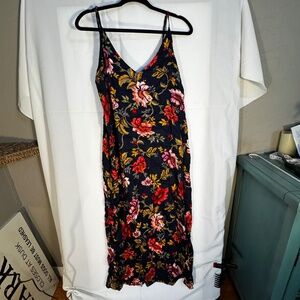 Old Navy Navy Blue Floral Maxi Dress — XL